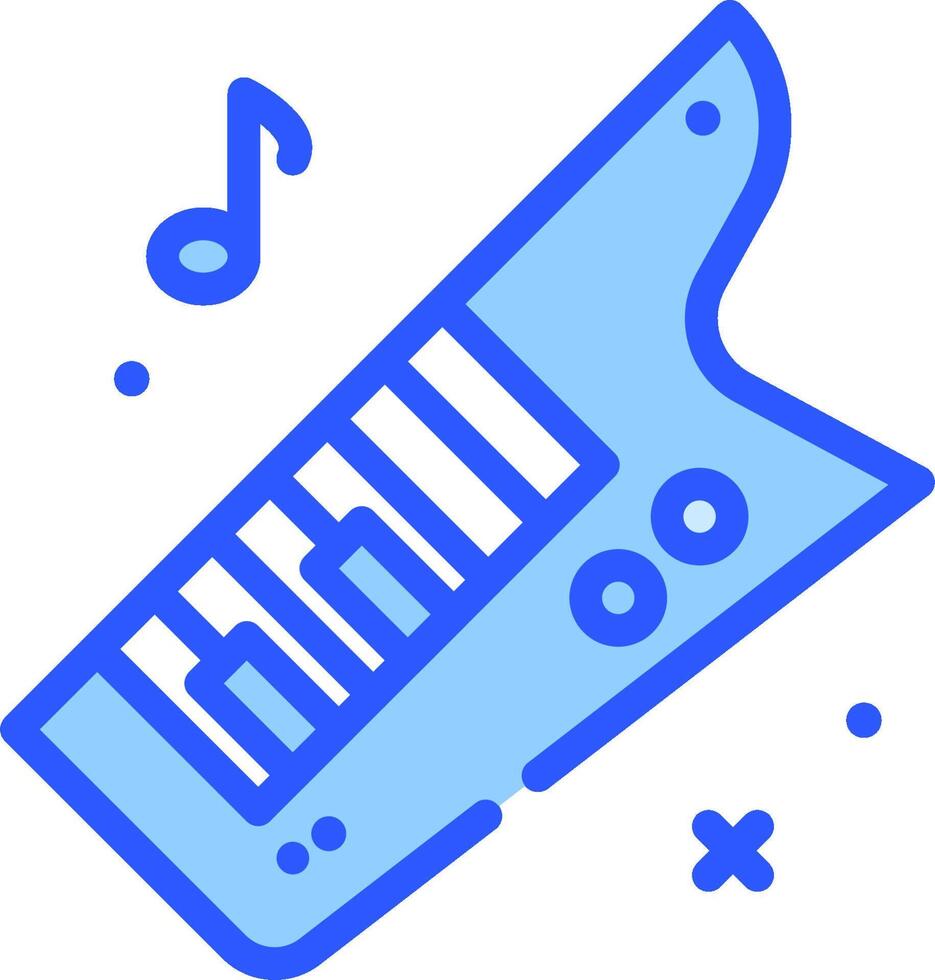 A blue keyboard with music notes and a note vector
