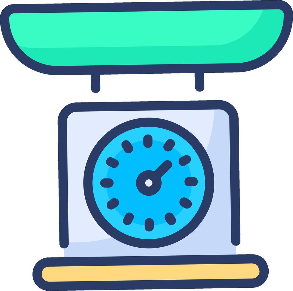 A kitchen scale with a green bowl on top vector