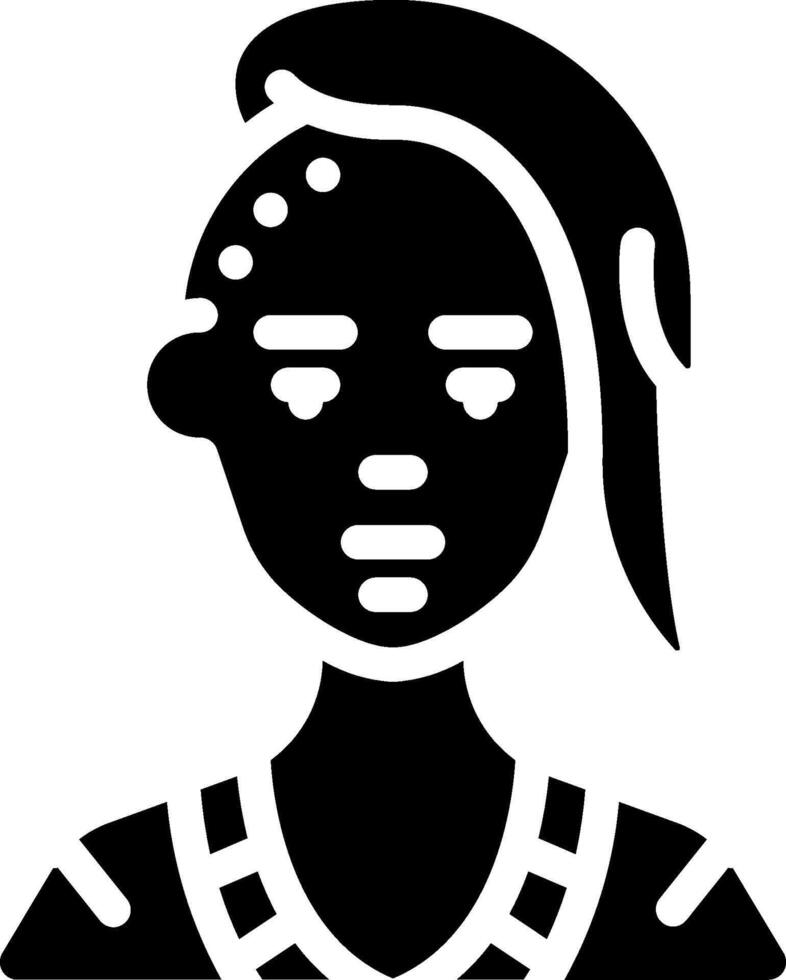 A black and white silhouette of a woman with a headband vector