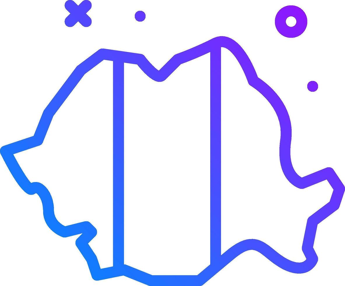 A blue and purple outline of a map of romania vector