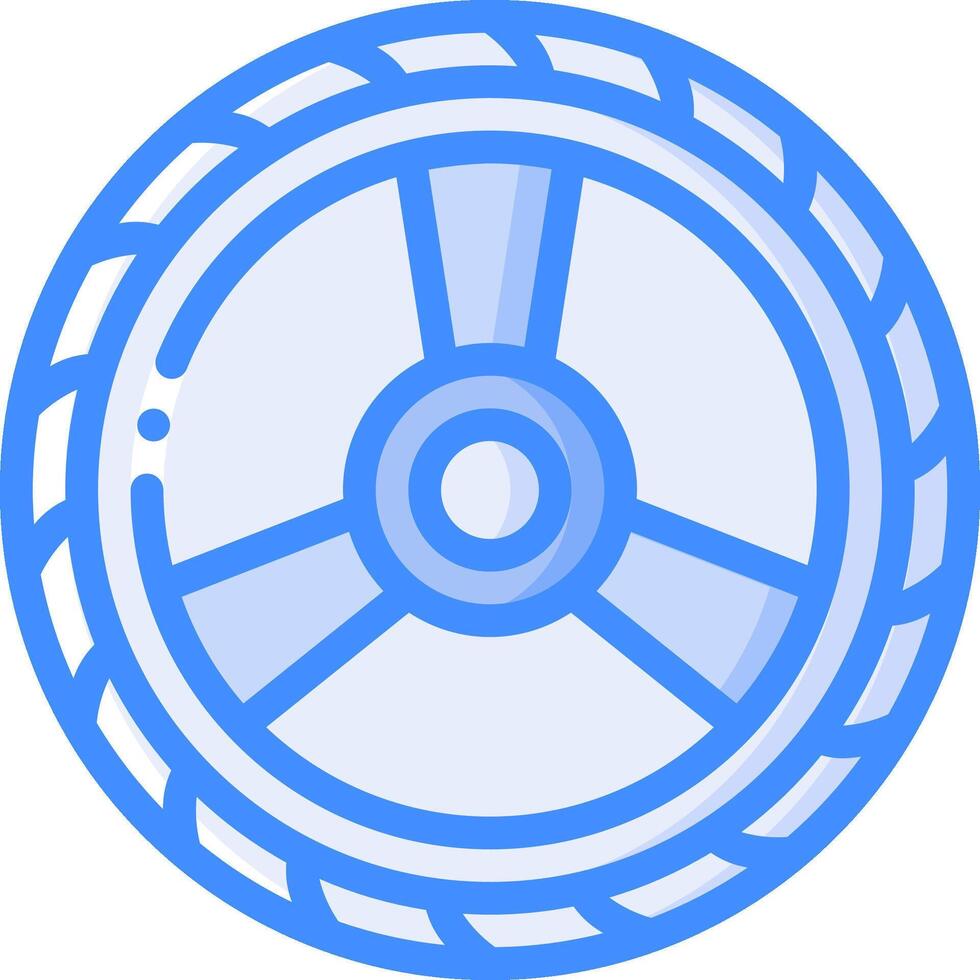 A blue and white wheel icon vector