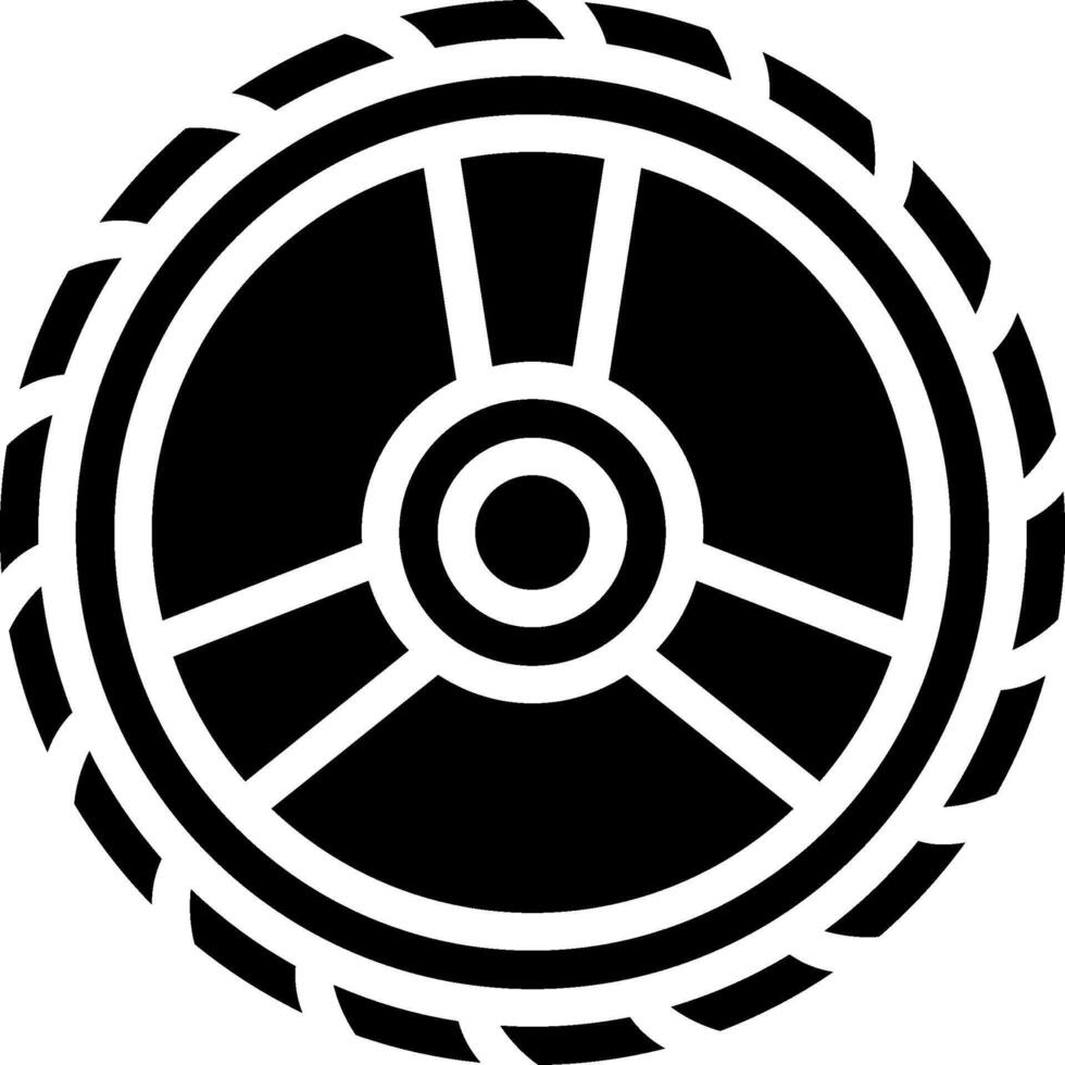 A black and white wheel with a tire vector