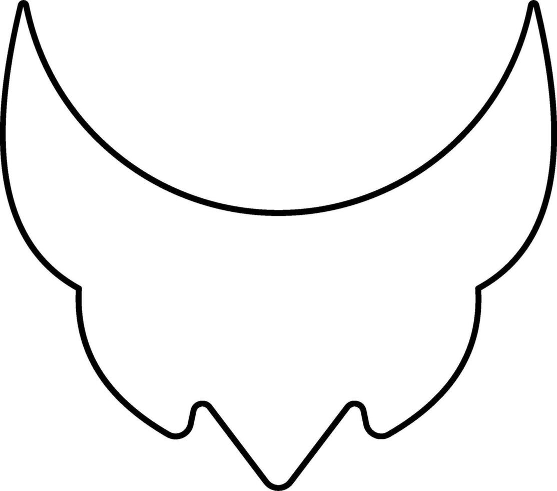 A black and white outline of a bat head vector