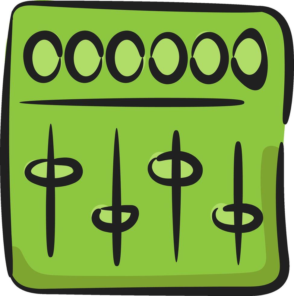 A green square with four black dots on it vector