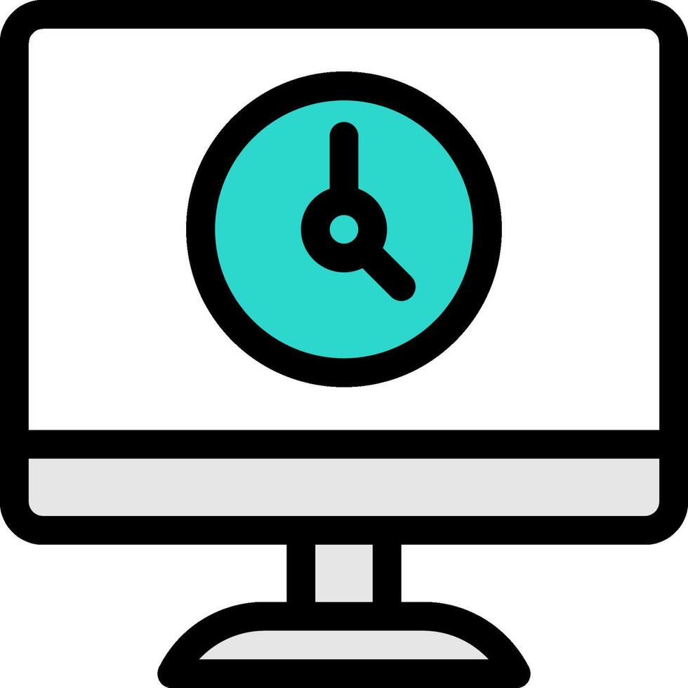 A computer monitor with a clock on it vector