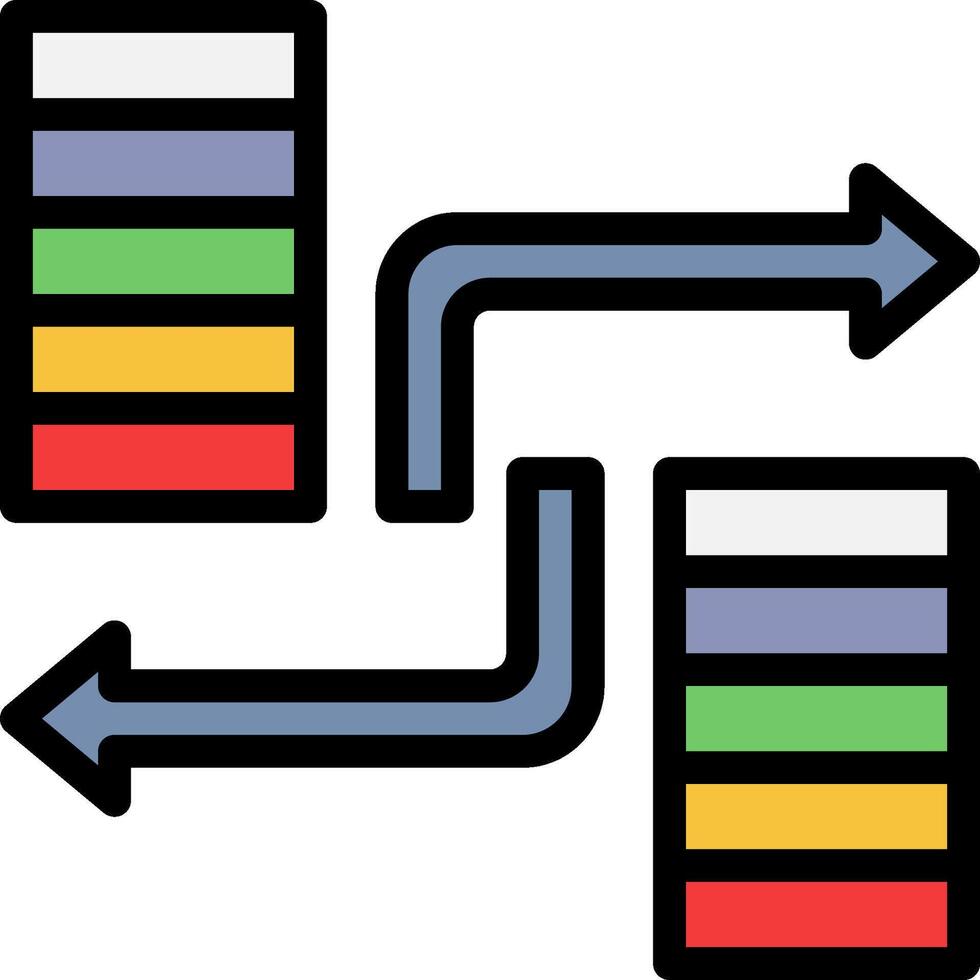 A diagram of a server with two different colored pipes vector
