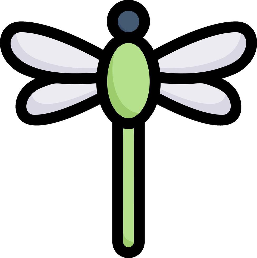 A cartoon dragonfly with green wings and a black tail vector