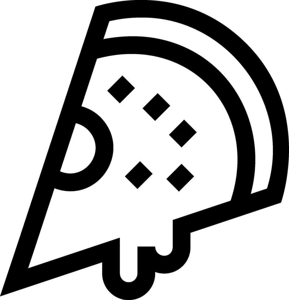 A black and white pizza slice icon vector