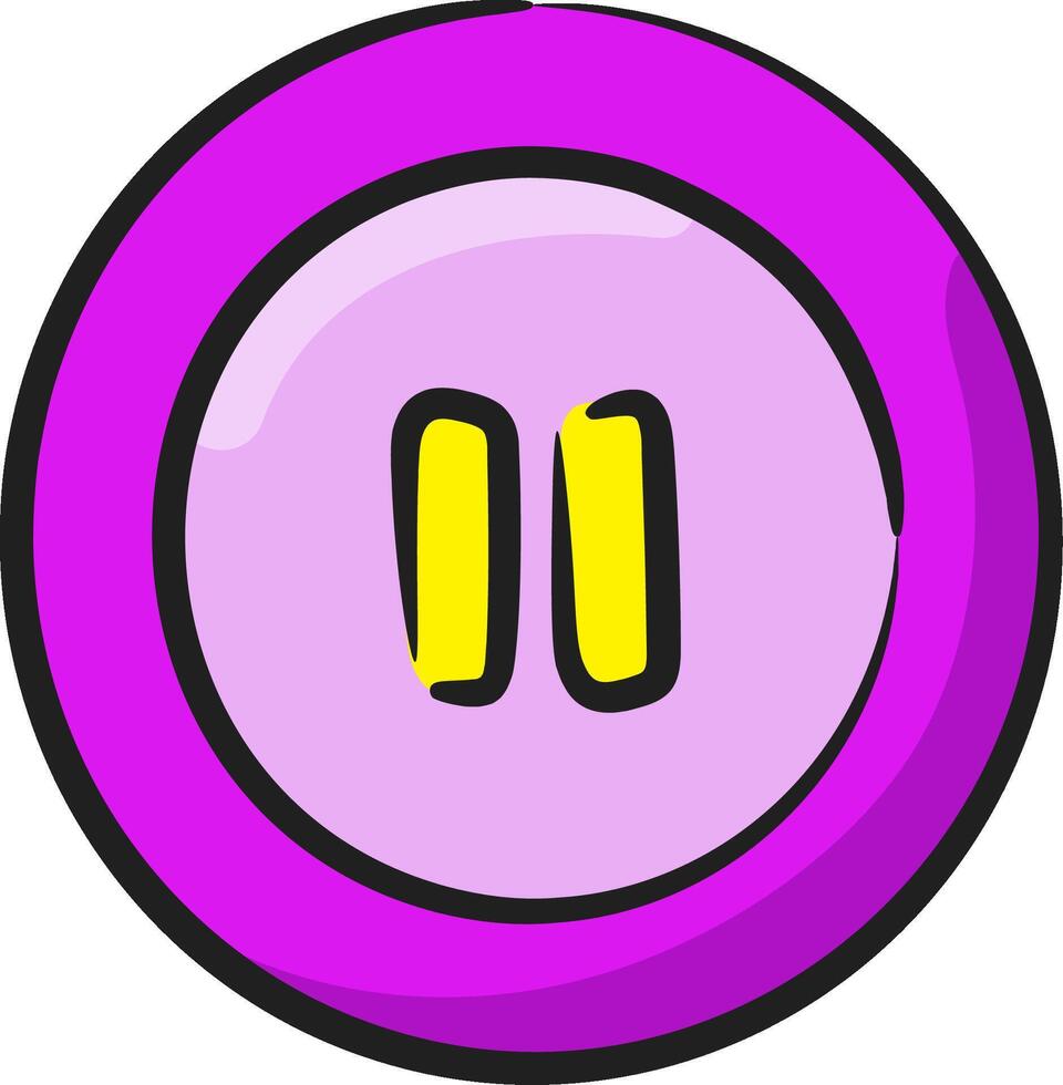 A purple button with two yellow dots on it vector