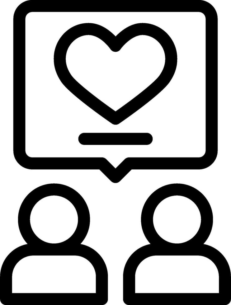 A black and white icon of two people with a heart vector