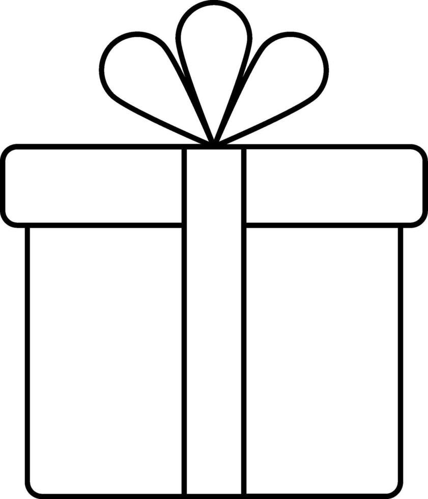 A black and white drawing of a gift box vector