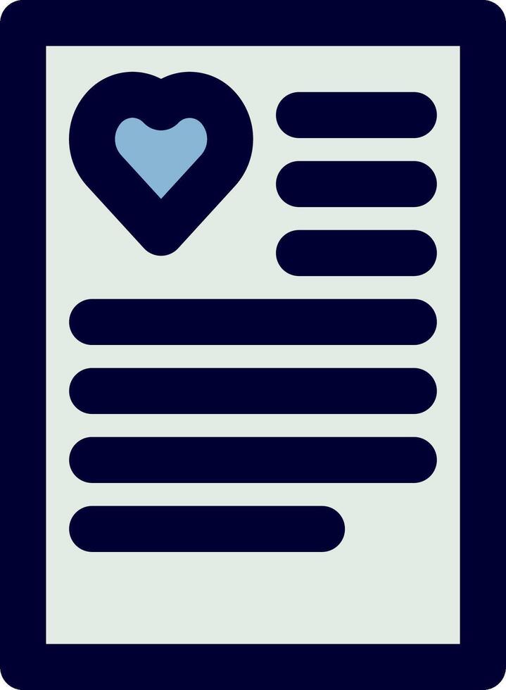 A blue heart on a paper with a note vector