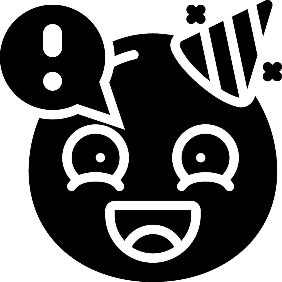 A black and white emoji with a party hat vector