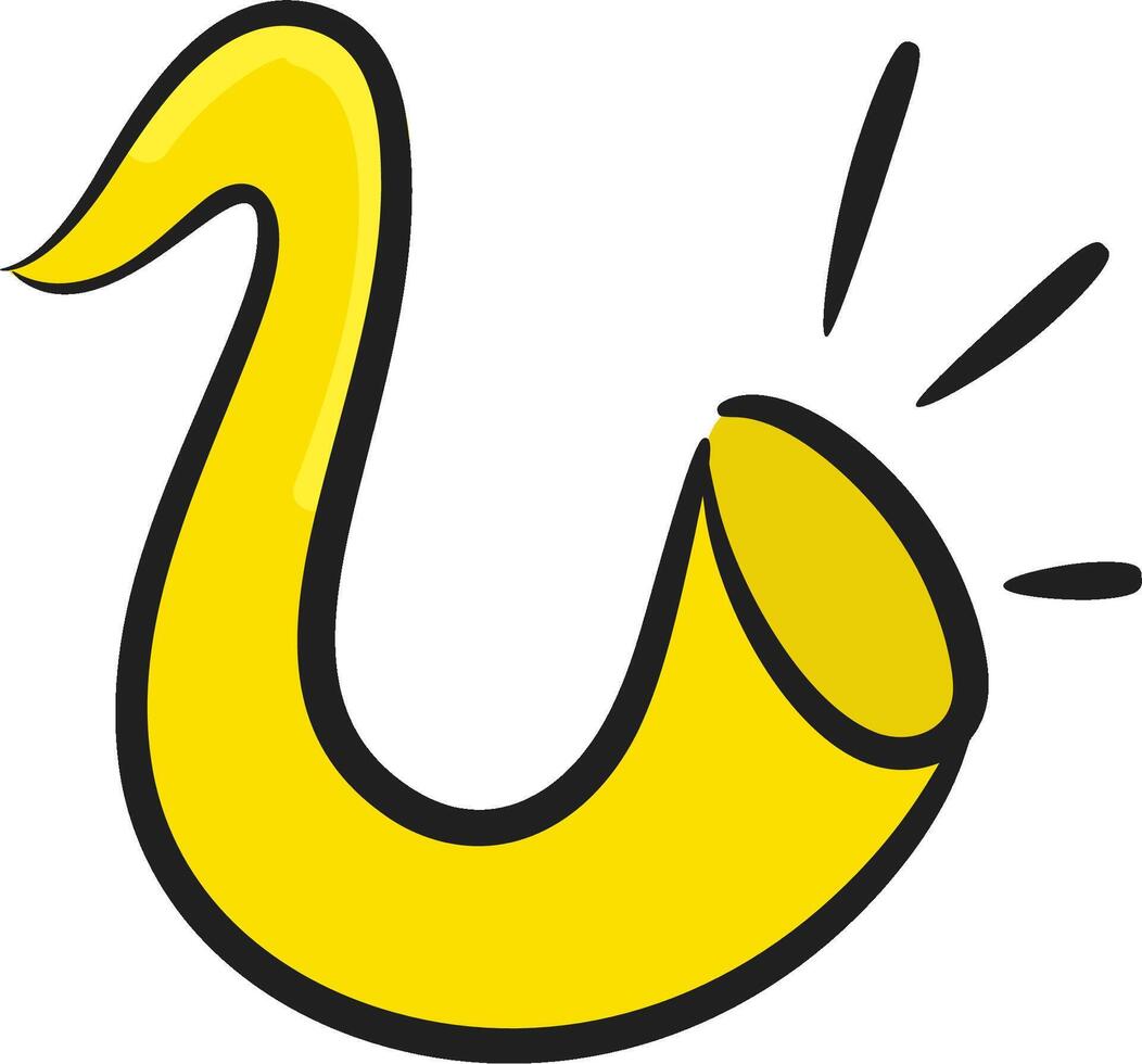 A cartoon yellow horn with a long tail vector