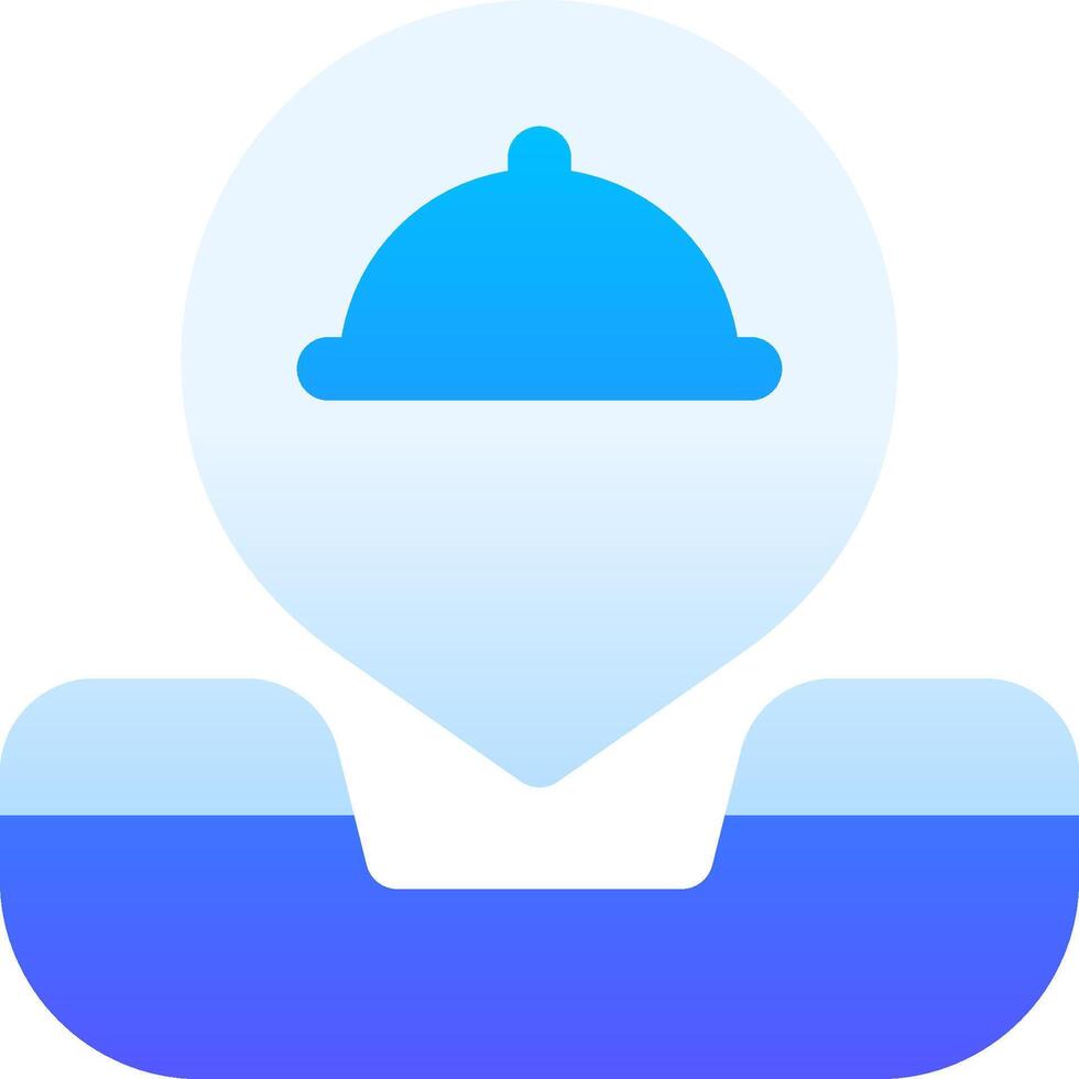 A blue and white icon with a hat on it vector