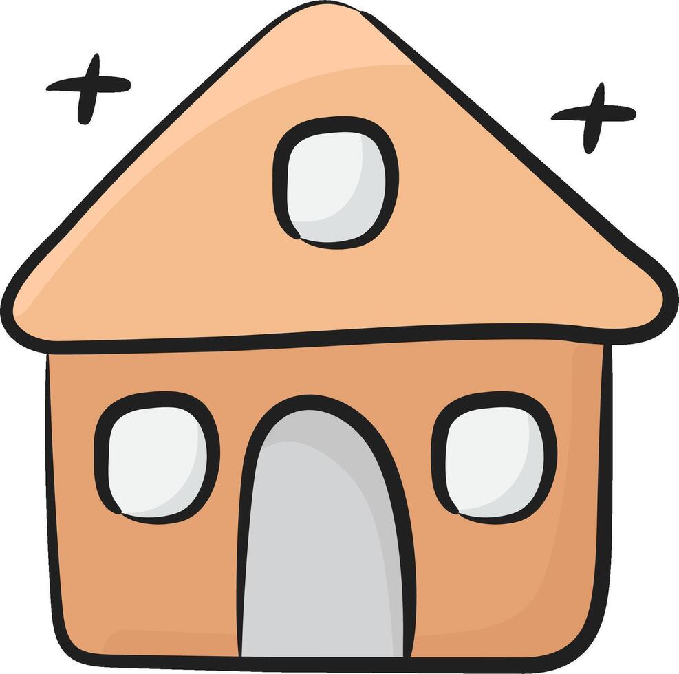 A cartoon house with two windows and a door vector