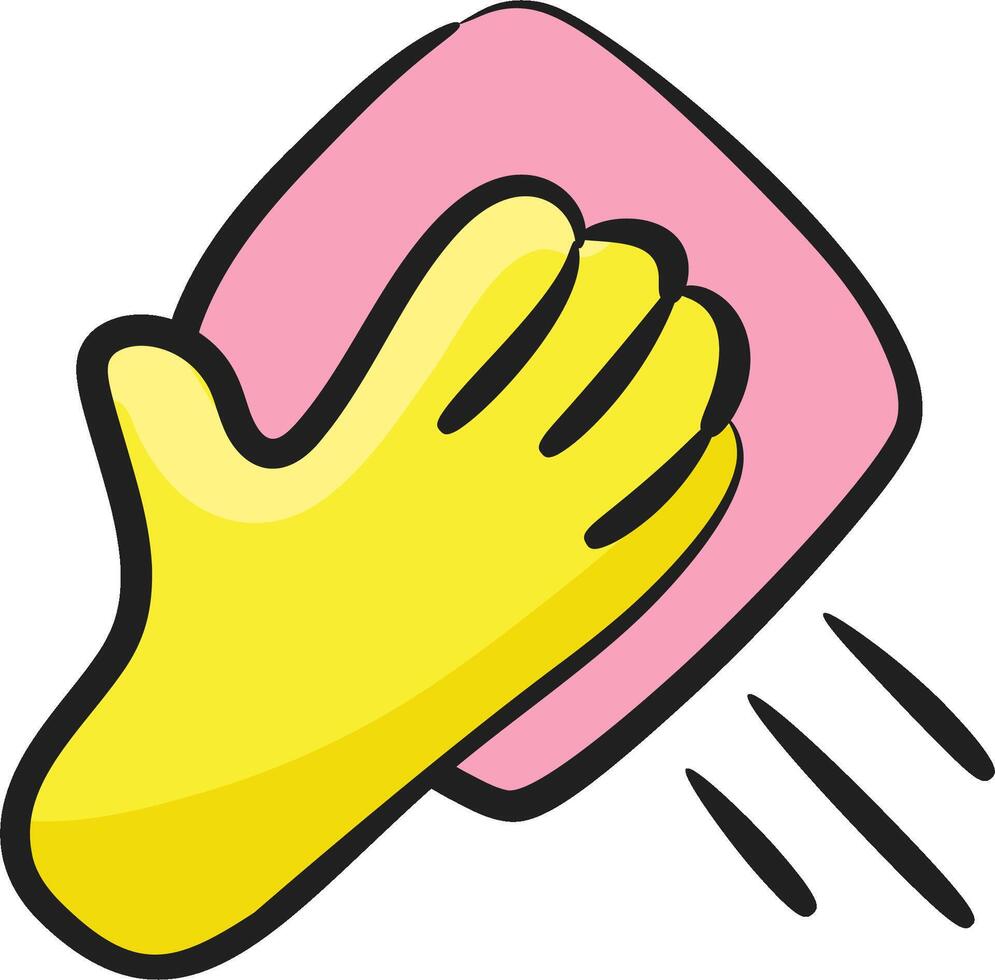 A cartoon hand holding a pink sponge vector