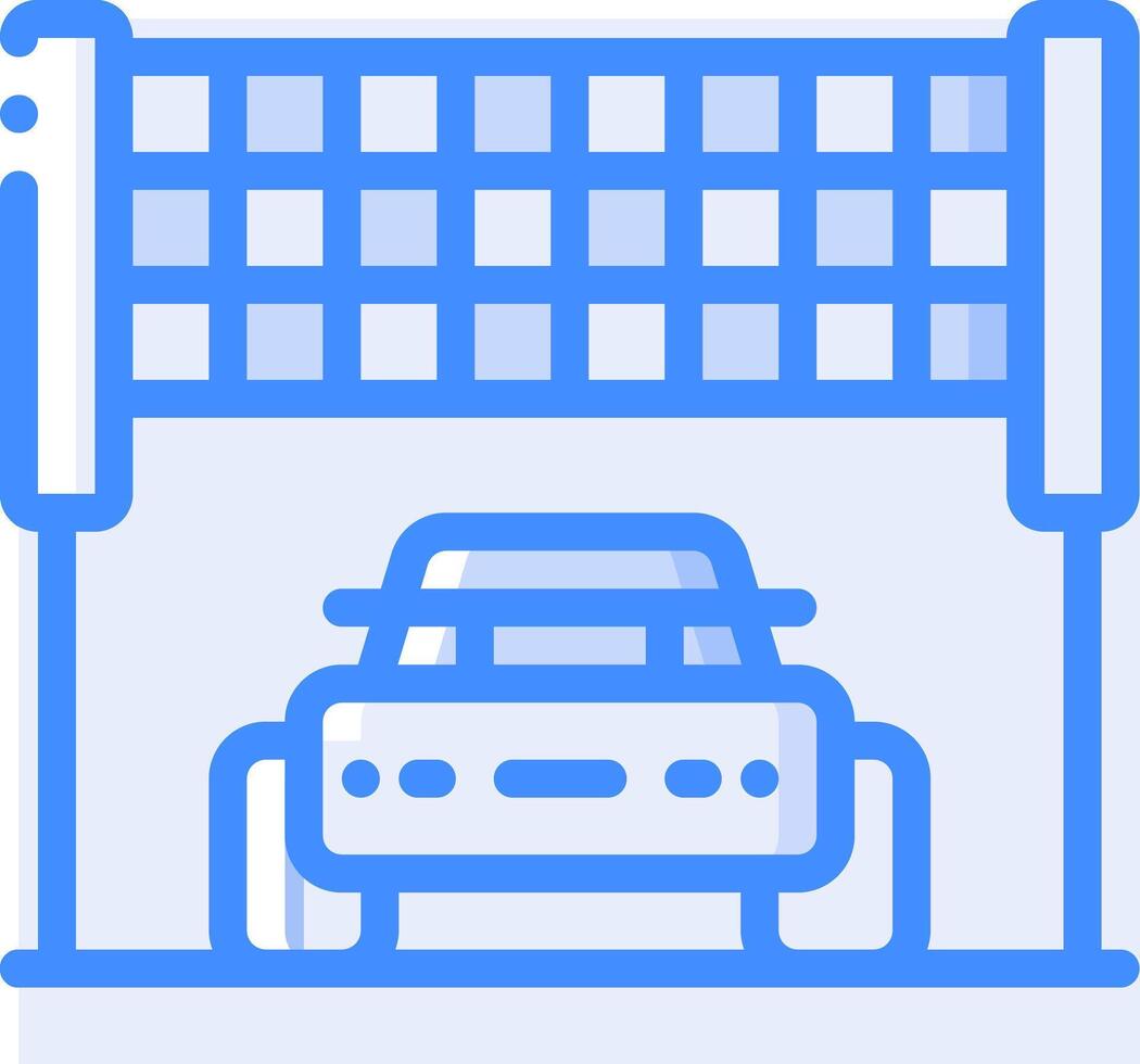 A car is parked in front of a checkered flag vector
