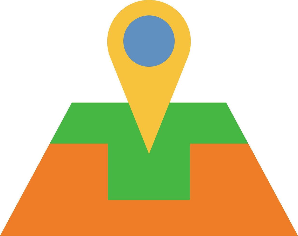 A map marker on top of a green and orange hill vector