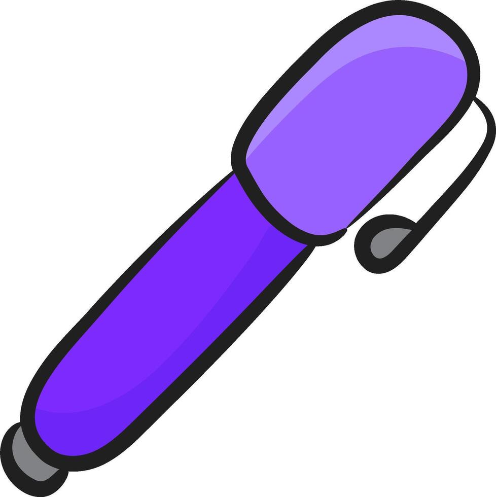 A purple pen with a black handle vector