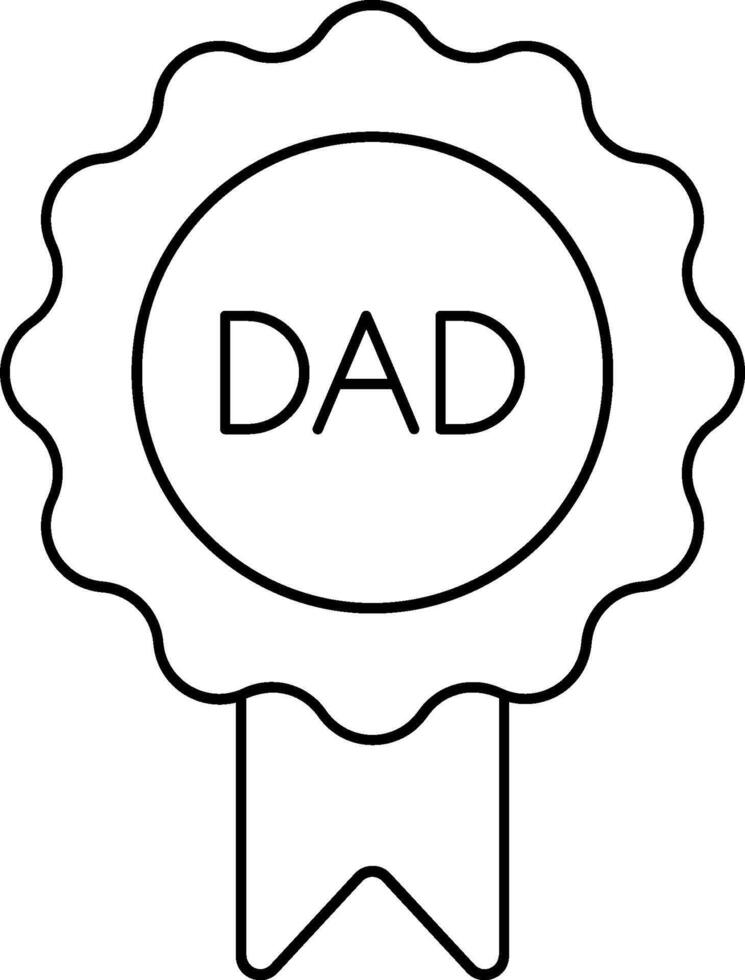 A black and white drawing of a badge with the word dad vector