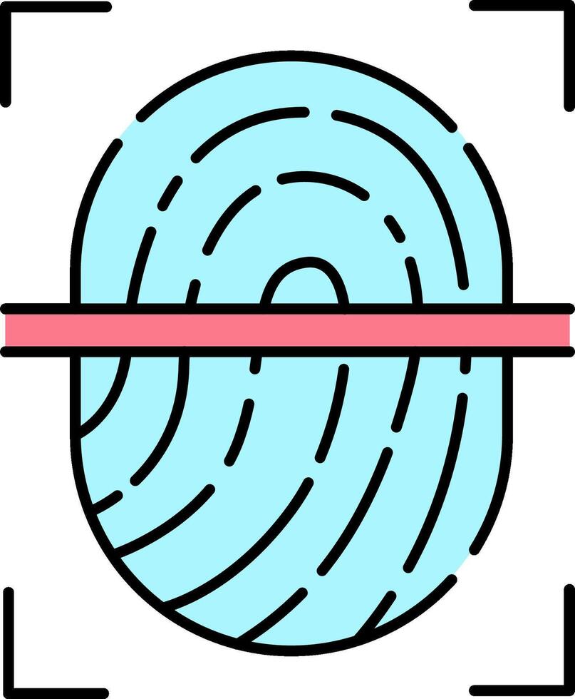 A fingerprint icon with a line around it vector