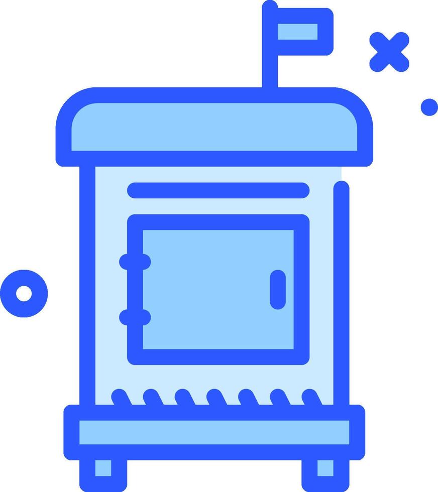 A blue icon of a vending machine vector