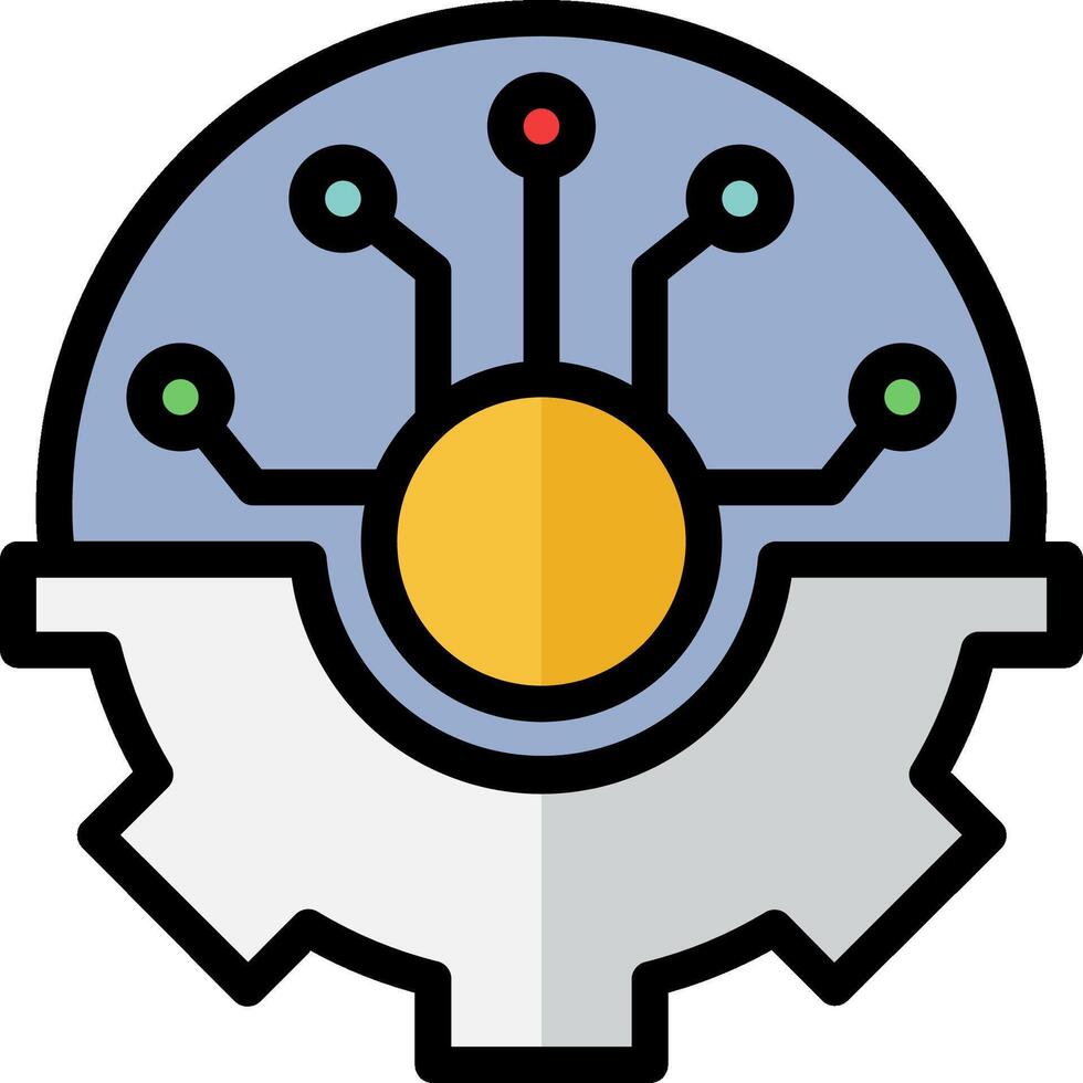 A gear wheel with a yellow and blue light bulb vector