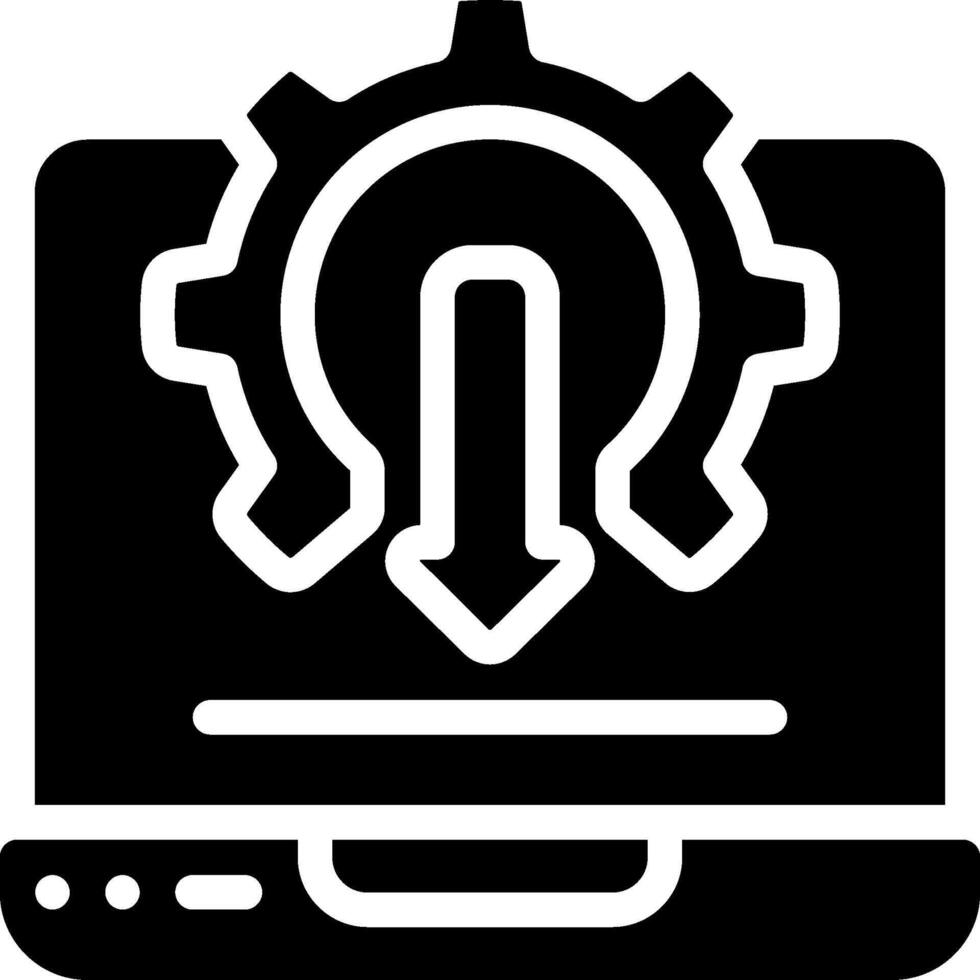 A laptop with a gear icon on it vector