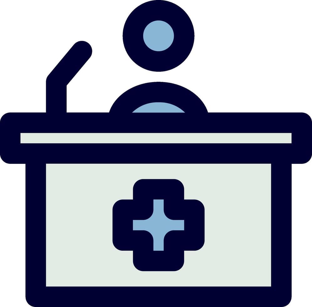 A medical conference table with a person sitting at the podium vector