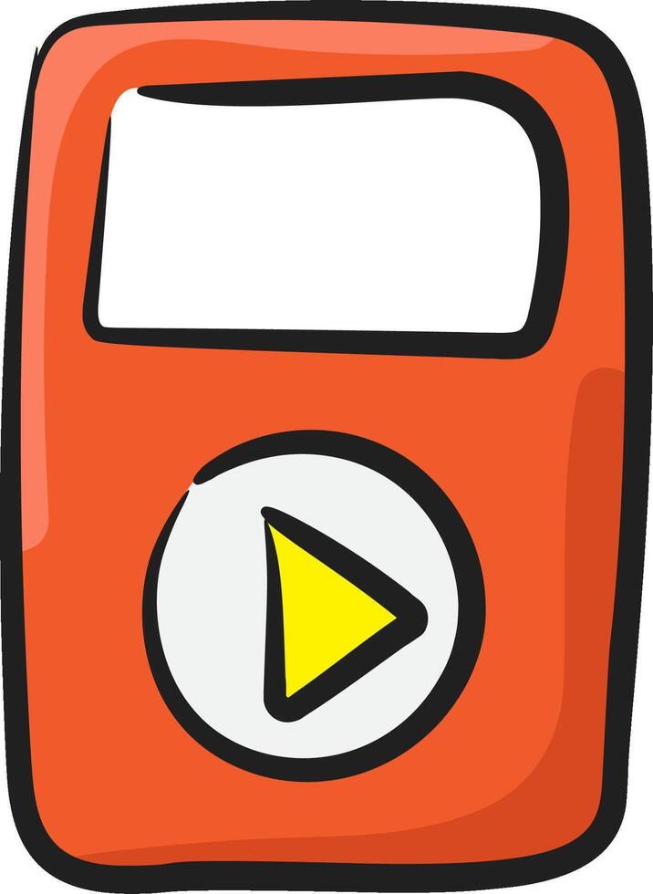 An orange mp3 player with a play button vector