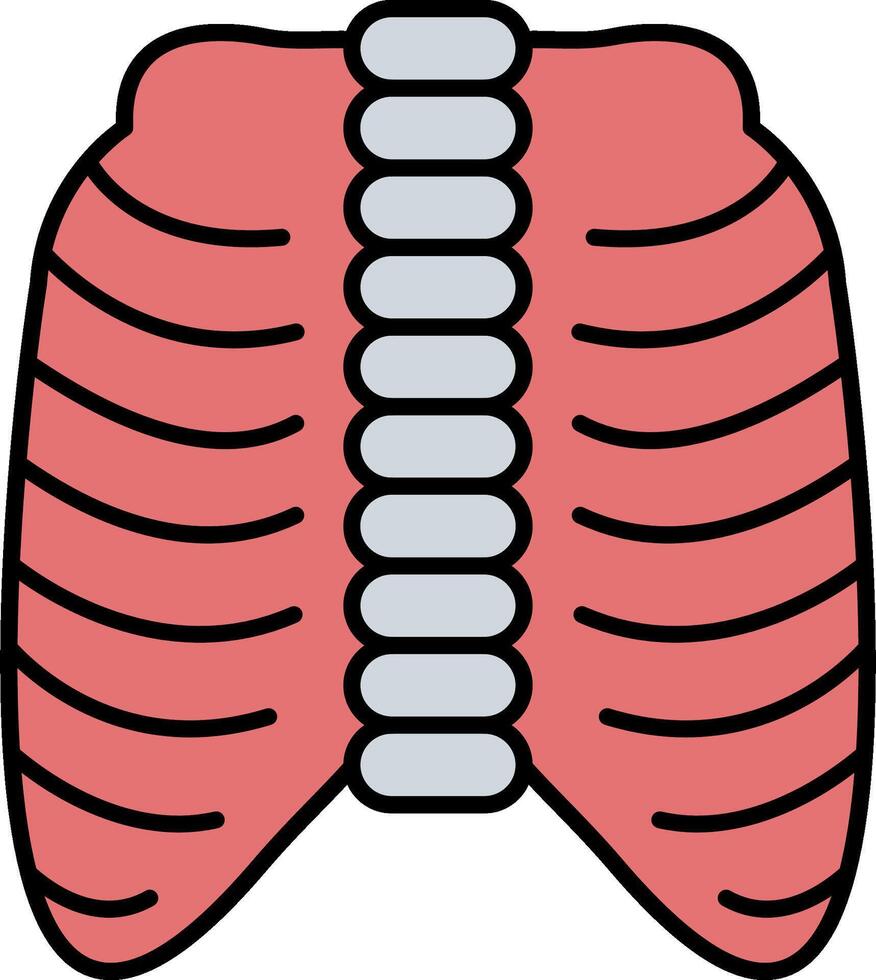 The rib cage is shown in a flat line vector