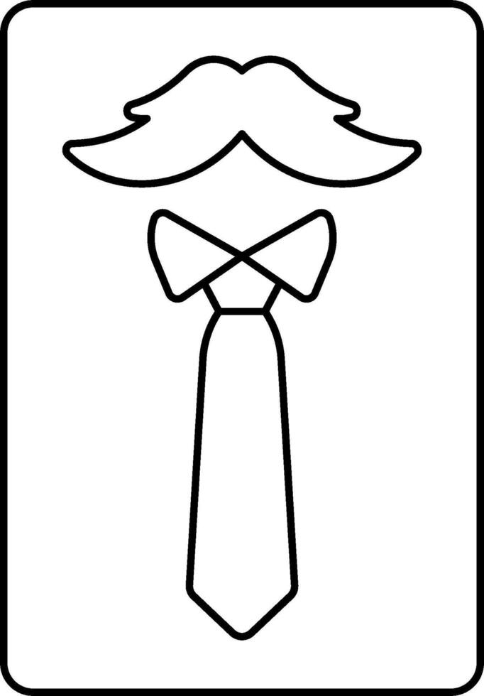 A black and white drawing of a tie with a mustache vector