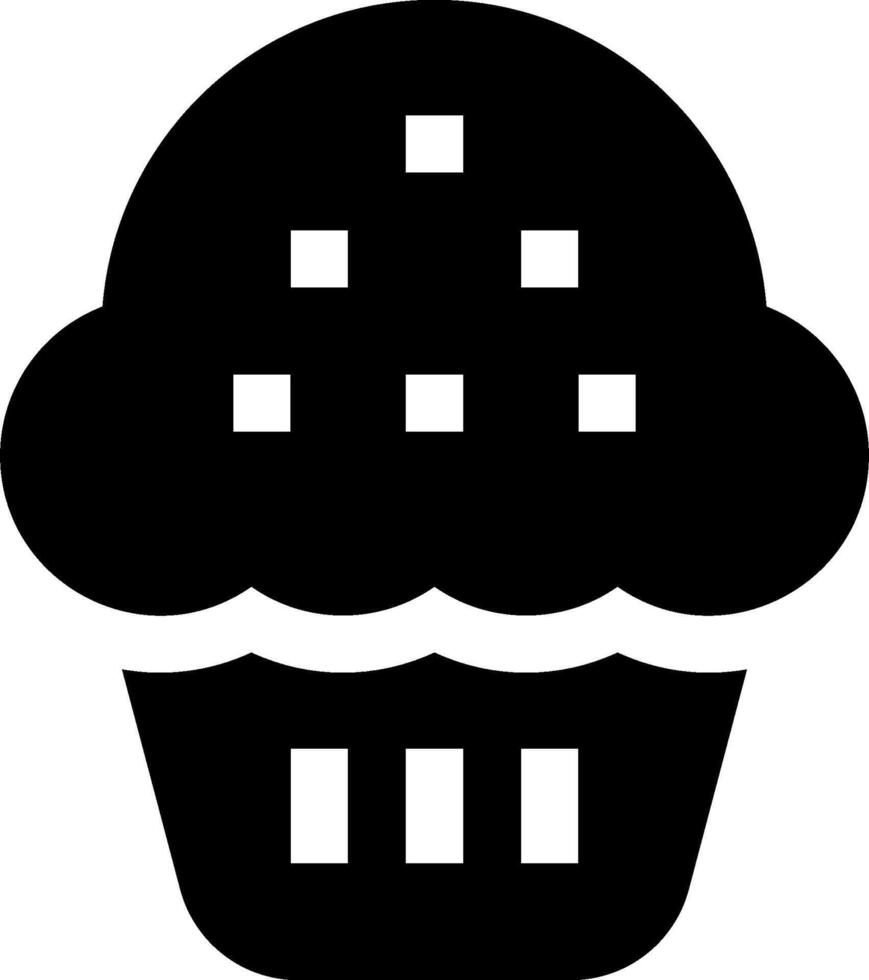 A black and white cupcake icon vector