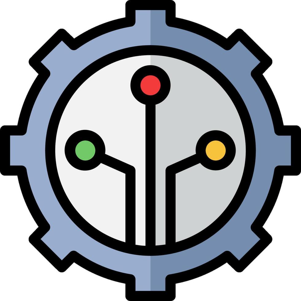 A gear with four colored dots inside vector