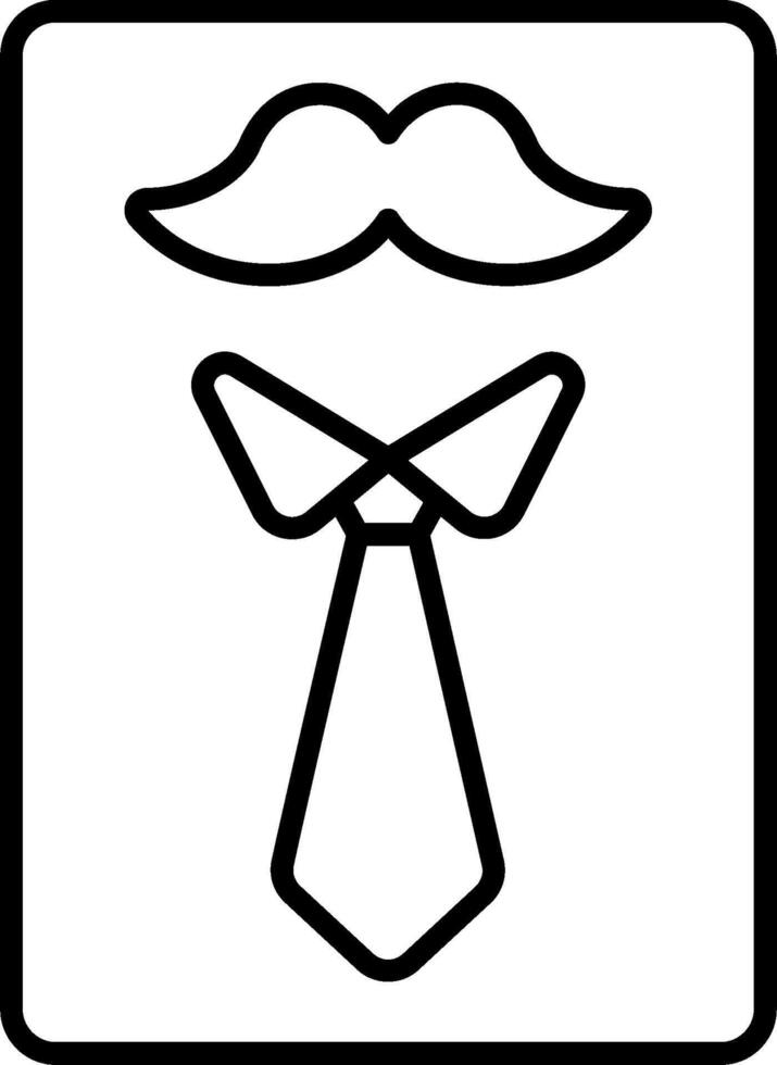 A black and white image of a tie with a mustache vector