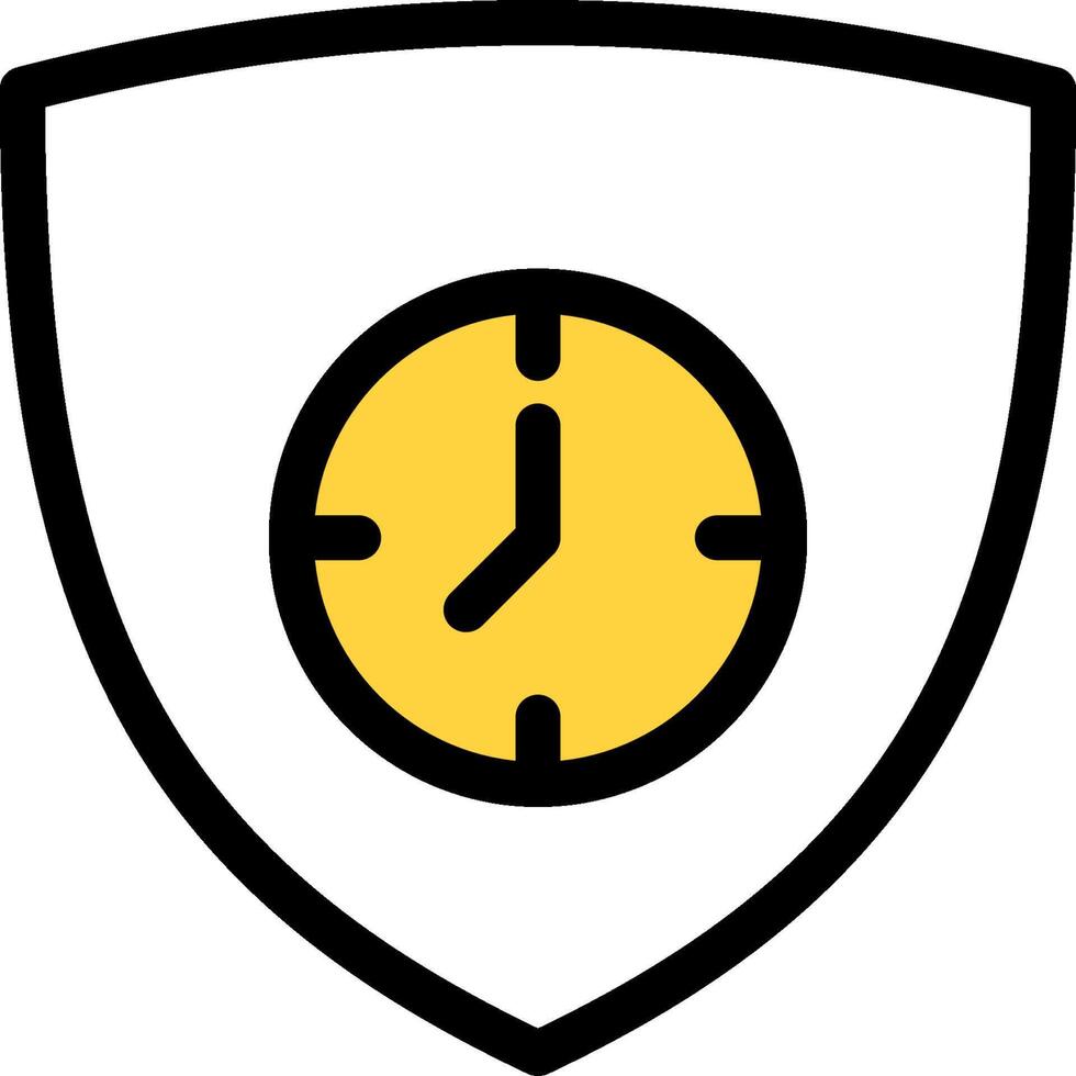 A shield with a clock on it vector