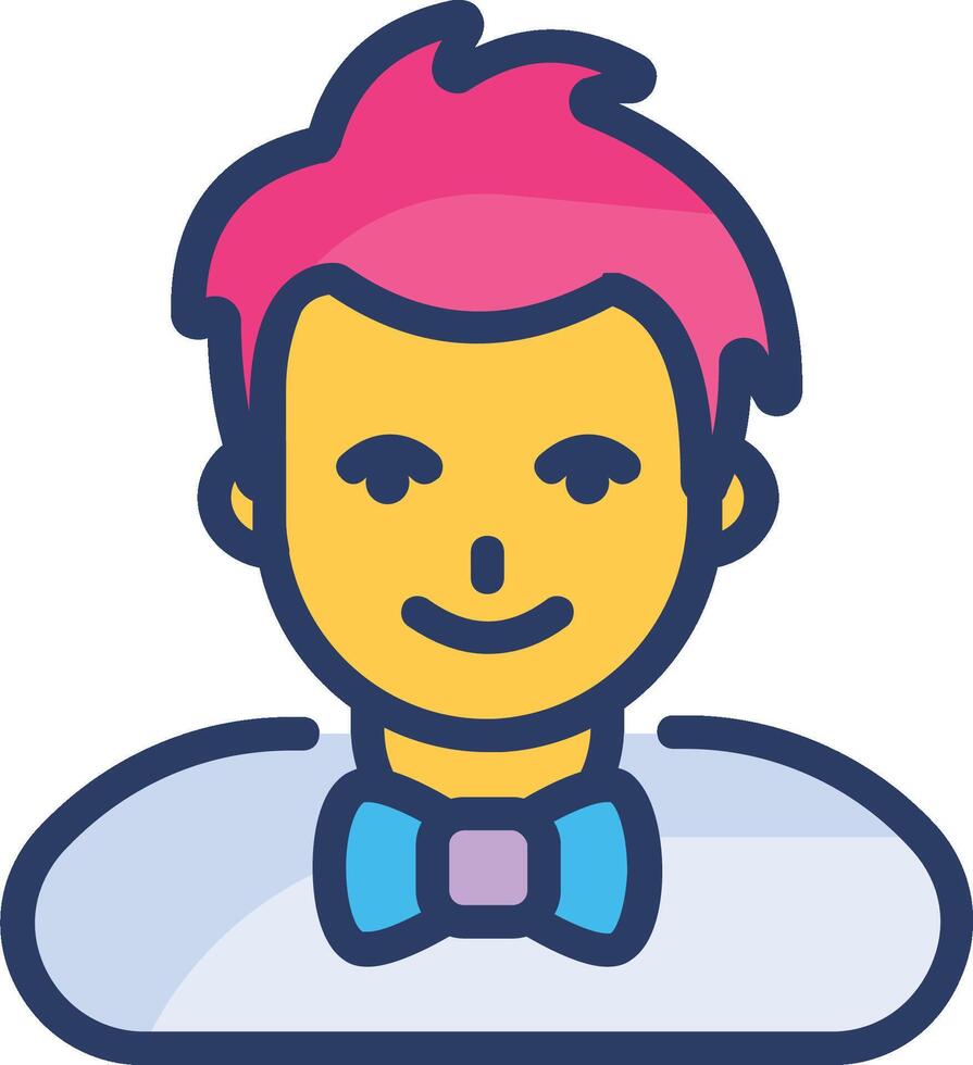 A man with pink hair and a bow tie vector