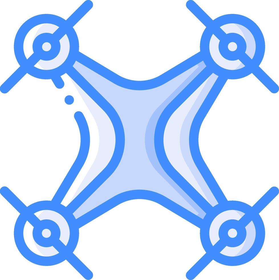 A blue and white drone icon vector