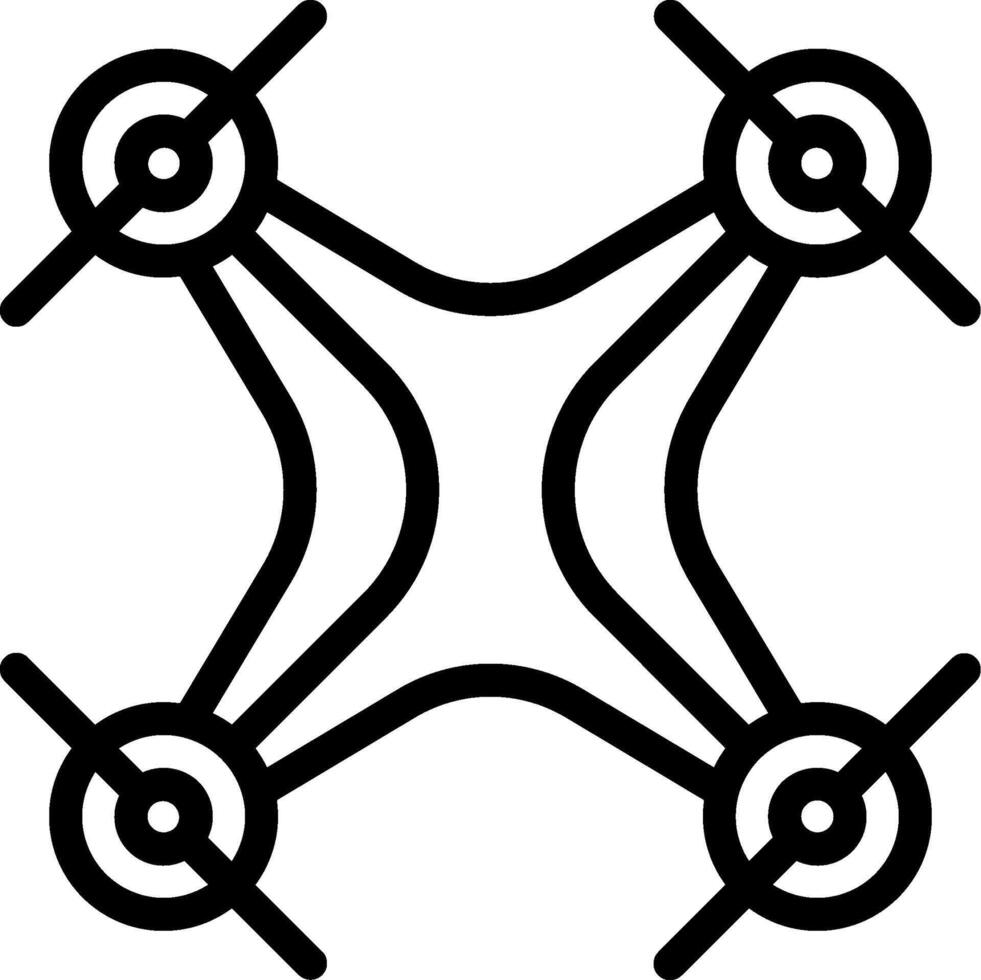 A black and white illustration of a drone vector