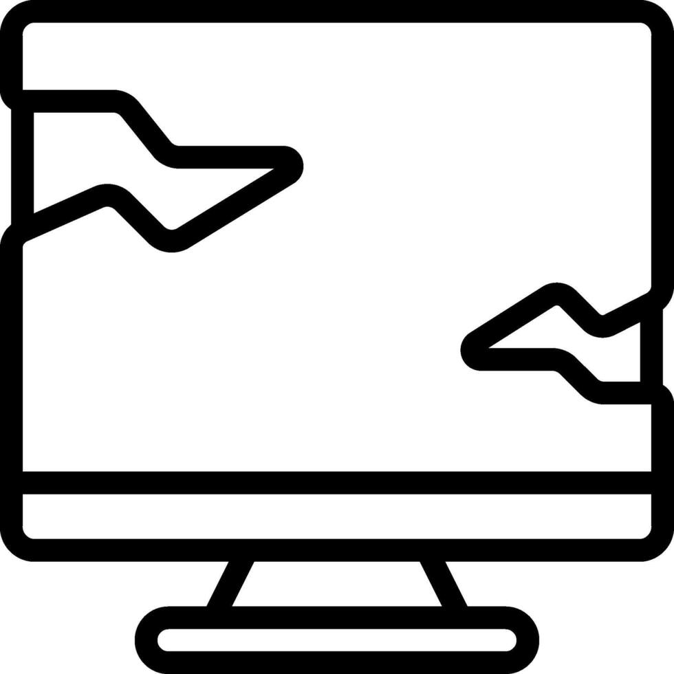 A computer monitor with a broken screen vector