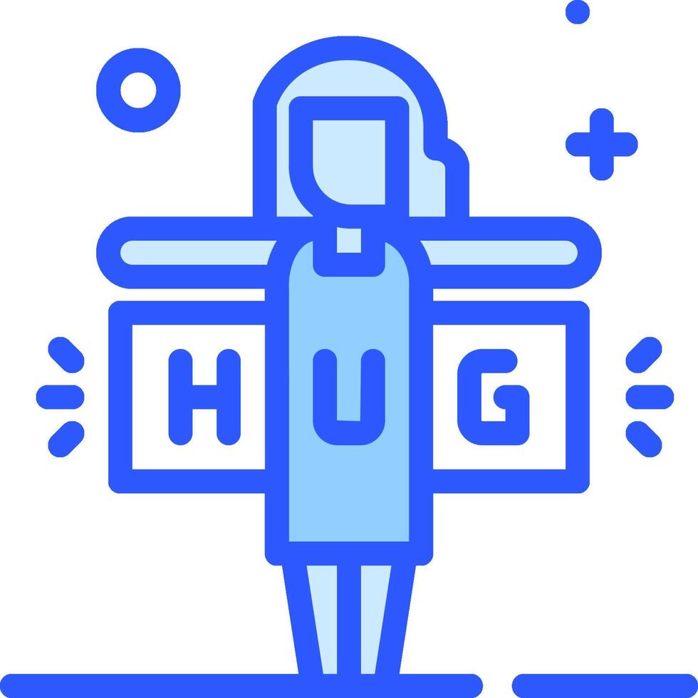 A woman holding up a sign that says hug vector