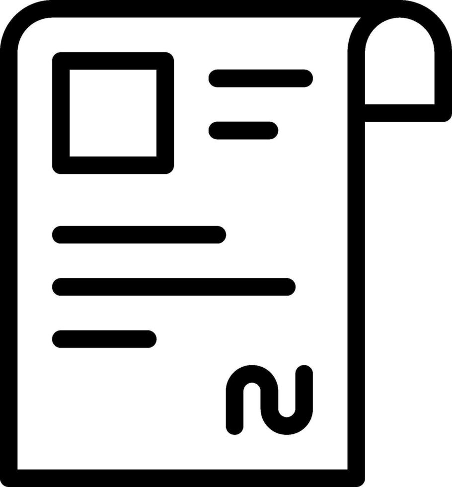 A document icon with a black and white outline vector