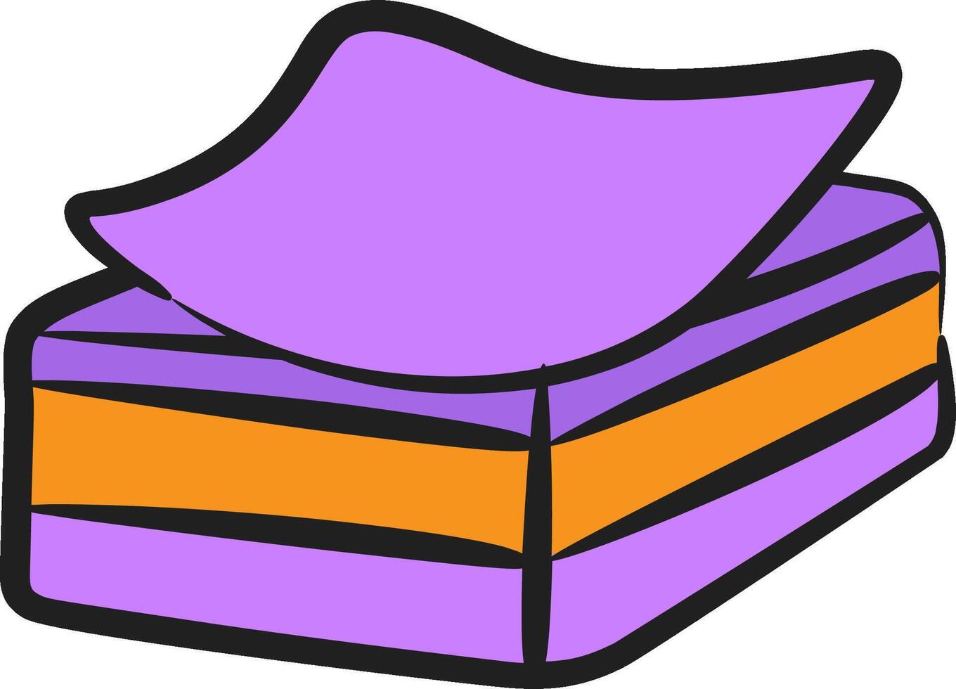 A purple box with an orange and purple stripe vector
