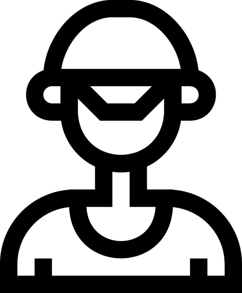 A black and white icon of a man in a helmet vector