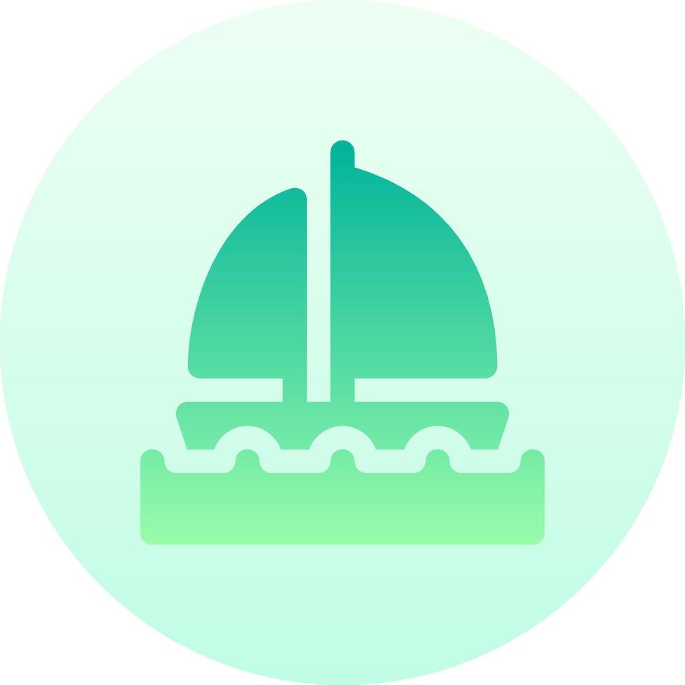 A green and blue icon of a sailboat vector