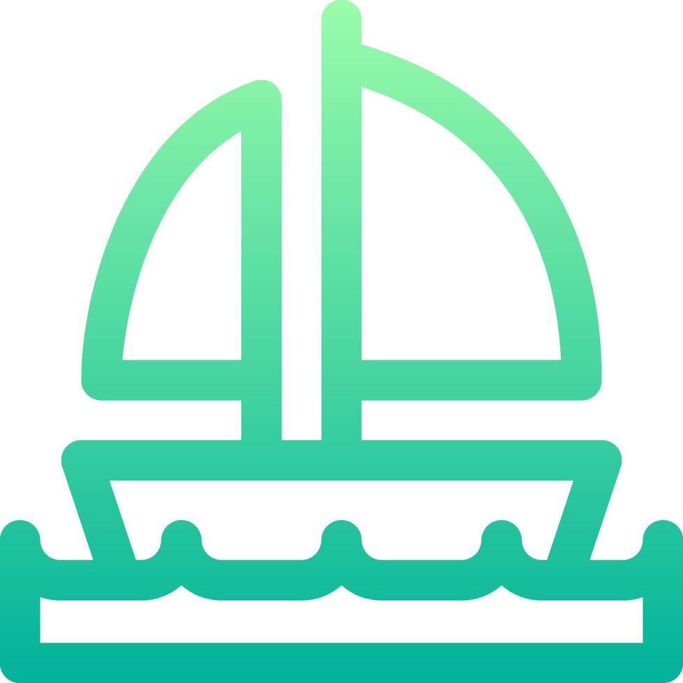A sailboat on the water with a green outline vector