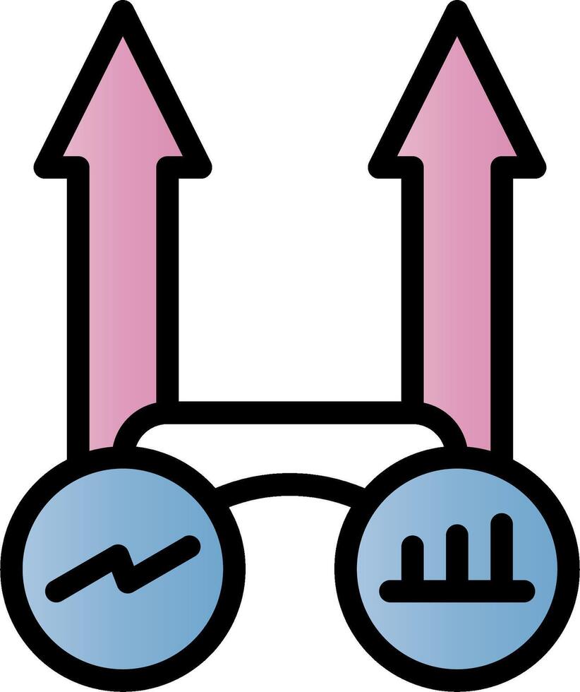 Two arrows pointing up and down with a pair of glasses vector