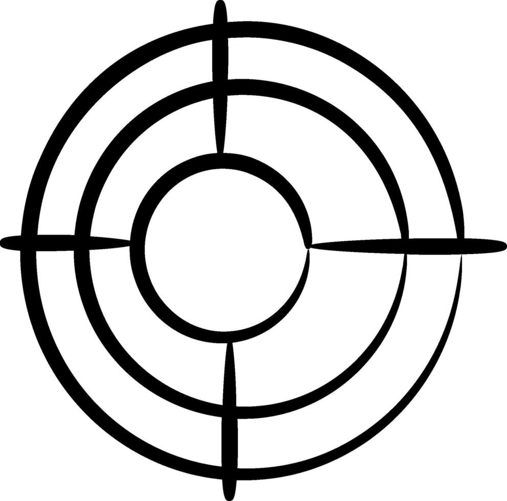 A black and white circle with a cross in the center vector