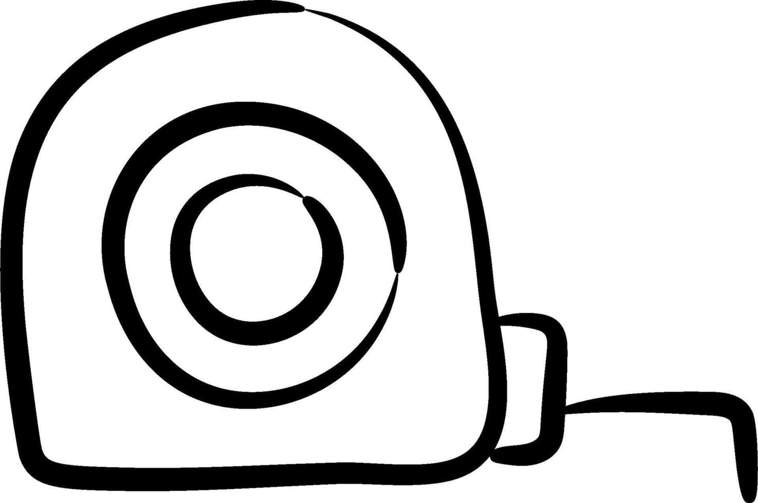 A black and white drawing of a tape measure vector